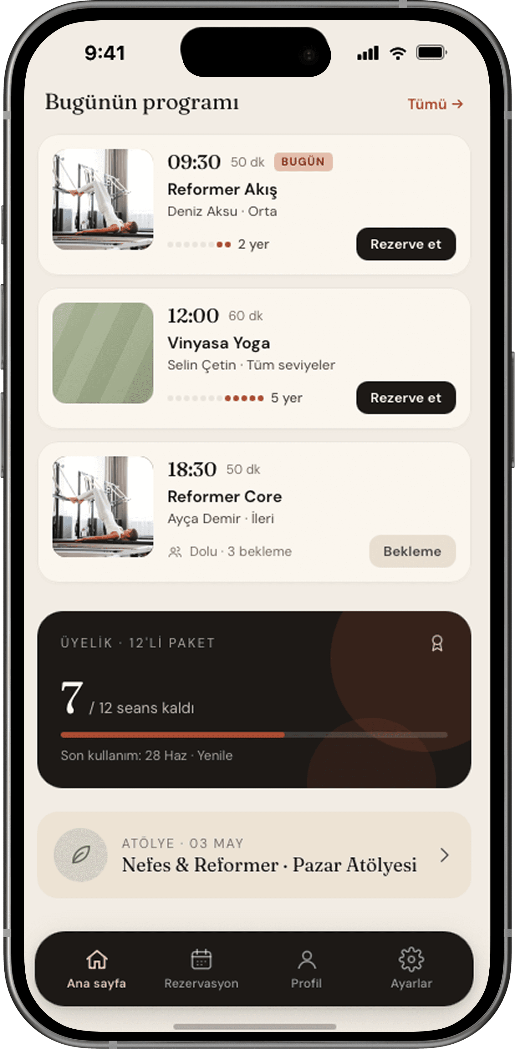 Filtreli haftalık ders programı ekranı