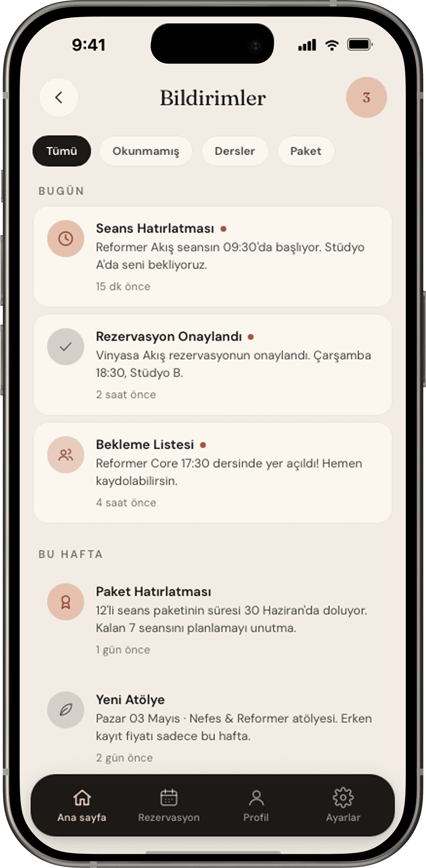 Hedefli anlık bildirim ekranı